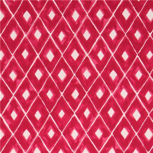Remnant (23 x 110 cm) - off-white pretty dark pink diamond shape fabric from Japan 3