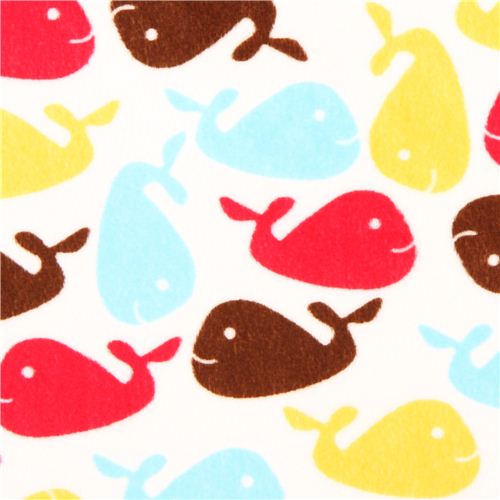 off-white whale minky fabric fleece plush Robert Kaufman 1