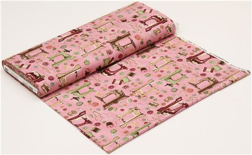 old rose Vintage sewing machine fabric by Robert Kaufman 3