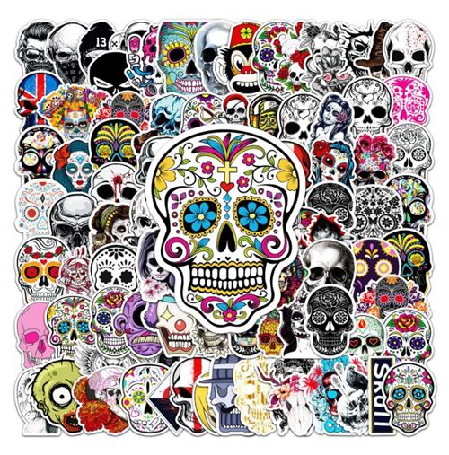 old school skulls diecut sticker pack 50 unique designs sugar skulls 4