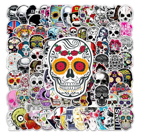 old school skulls diecut sticker pack 50 unique designs sugar skulls 5