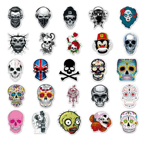 old school skulls diecut sticker pack 50 unique designs sugar skulls 7