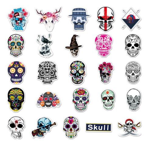 old school skulls diecut sticker pack 50 unique designs sugar skulls 8