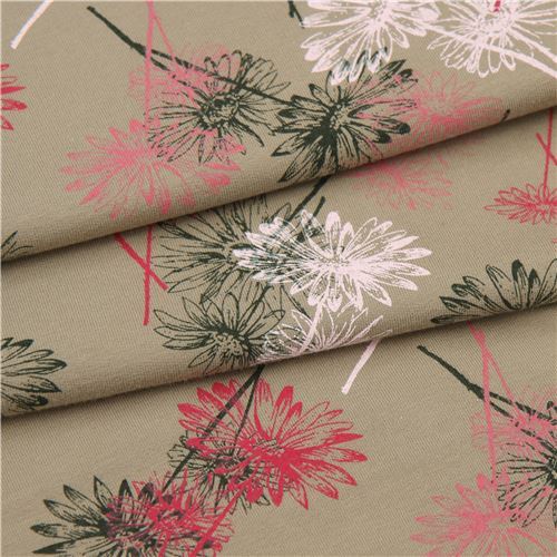 olive green Stof Fabrics daisy flower Avalana sweat knit fabric modeS4u