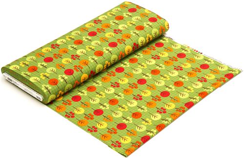 olive green fabric with trees & grid pattern Robert Kaufman 3