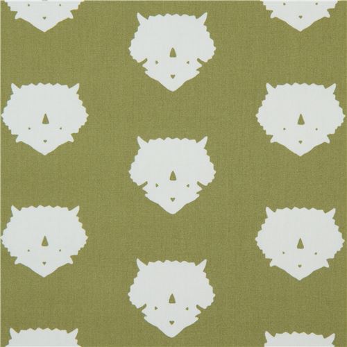 olive green fabric with triceratop dinosaur animal by Art Gallery Fabrics Fabric