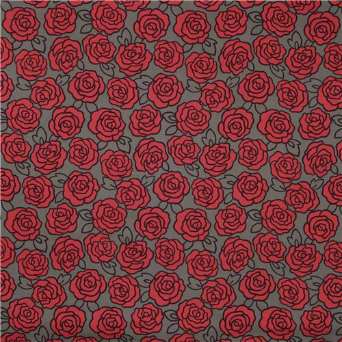 olivgr�ner Rosen Bl�ten Twill Blumenstoff aus Japan 3