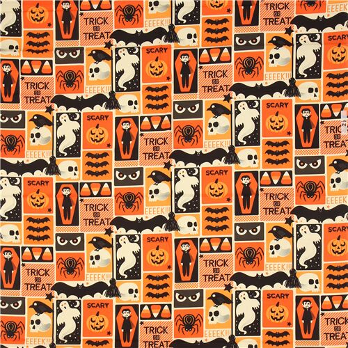 Remnant 36 X 112 Cm Orange Alexander Henry Halloween Trick Or Treat