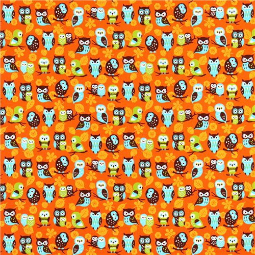orange Cosmo owl oxford fabric leaf acorn Japan 3