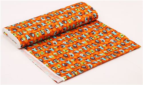 orange Cosmo owl oxford fabric leaf acorn Japan 4