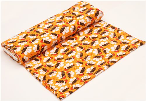 orange Gardenia flower Michael Miller interlock fabric 3