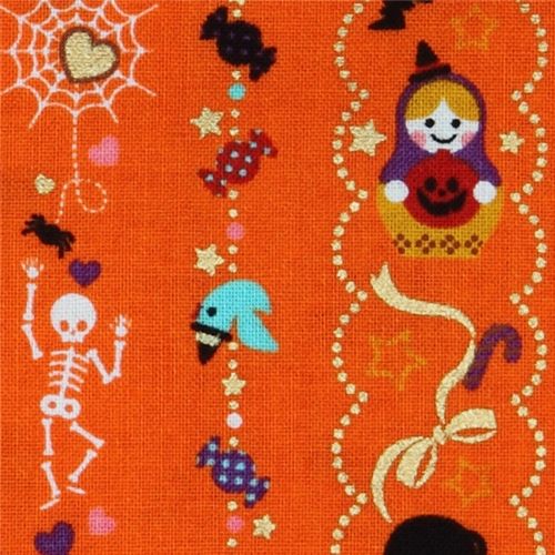 orange Halloween kawaii fabric matryoshka cat sweets 1