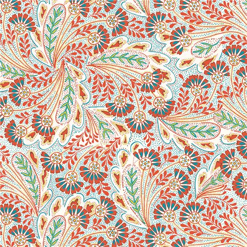 orange Jacobean flower and leaf pattern fabric by Liberty Fabrics - modeS4u