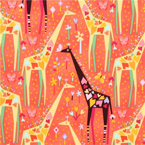orange Origami giraffe animal fabric Michael Miller Stand Tall 2