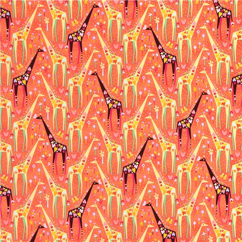 orange Origami giraffe animal fabric Michael Miller Stand Tall 3