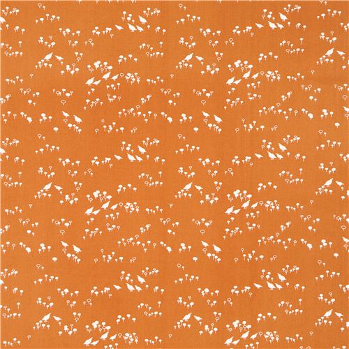 orange Quail and Poppy bird flower poplin organic fabric birch USA 3