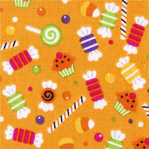 orange Riley Blake Halloween fabric colourful candy 1