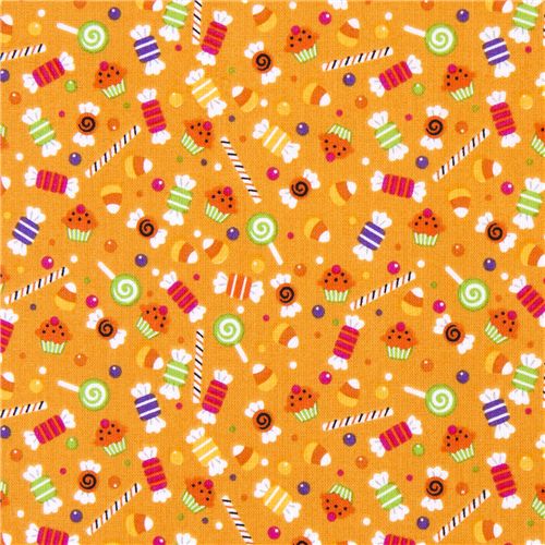 orange Riley Blake Halloween fabric colourful candy 2