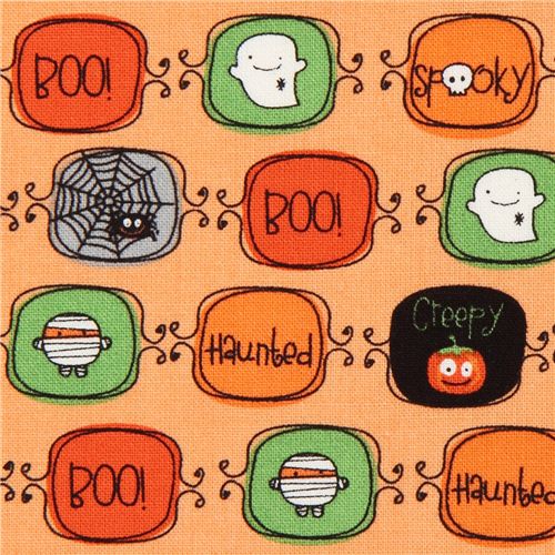 orange Riley Blake Halloween fabric ghost mummy pumpkin 1