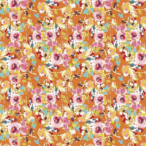 orange Riley Blake fabric colorful flower Bittersweet - modeS4u