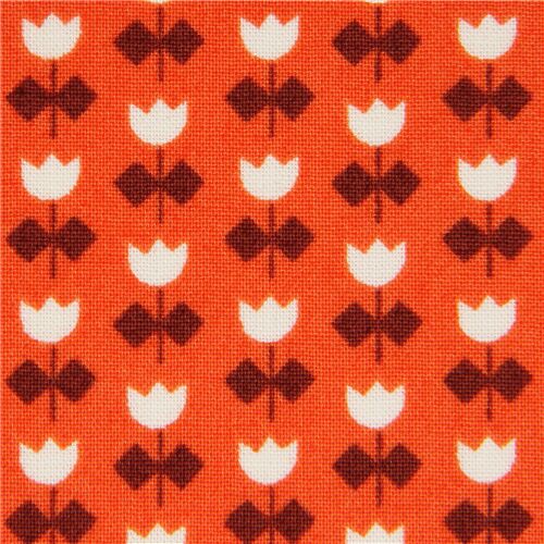 orange Blumenstoff mit Mini-Tulpen Stoff