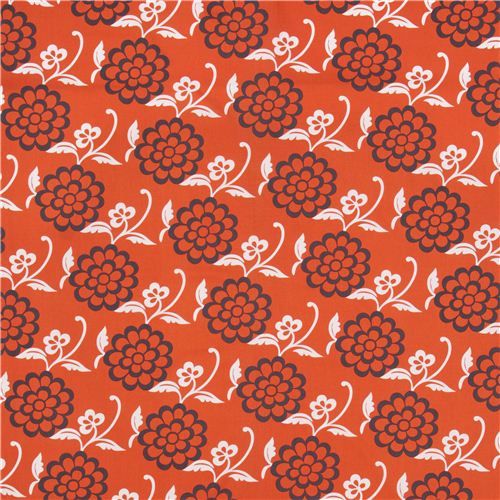 oranger Shanghai Bl�ten Stoff von Michael Miller USA  4