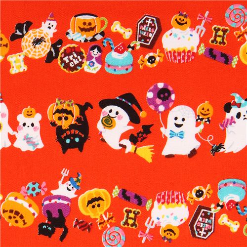 orange Trick or Treat ghost Cosmo Halloween fabric macaron 1