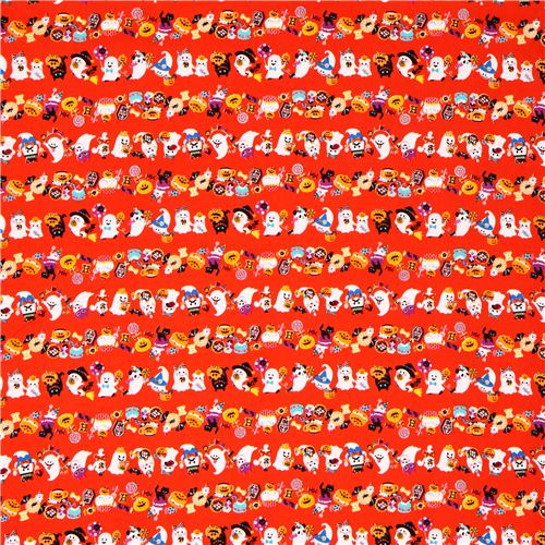 orange Trick or Treat ghost Cosmo Halloween fabric macaron 2