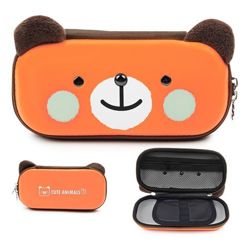 orange bear with furry ears pencil case modeS4u