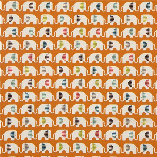 orange birch elephant organic fabric Ele Train 2