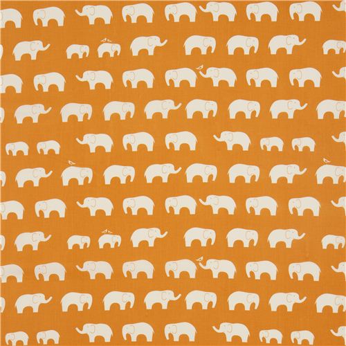 orangener birch Bio-Stoff mit wei�en Elefanten USA 2
