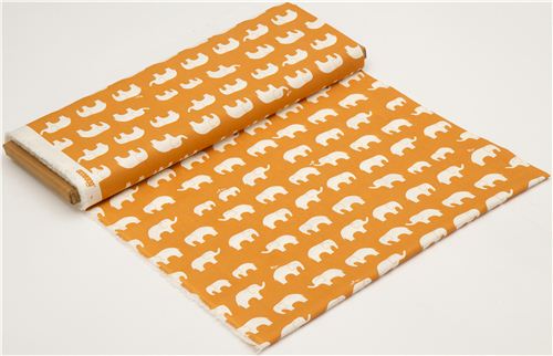 orangener birch Bio-Stoff mit wei�en Elefanten USA 3