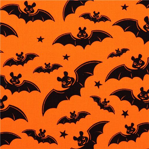 orange black bat Halloween Michael Miller fabric 1