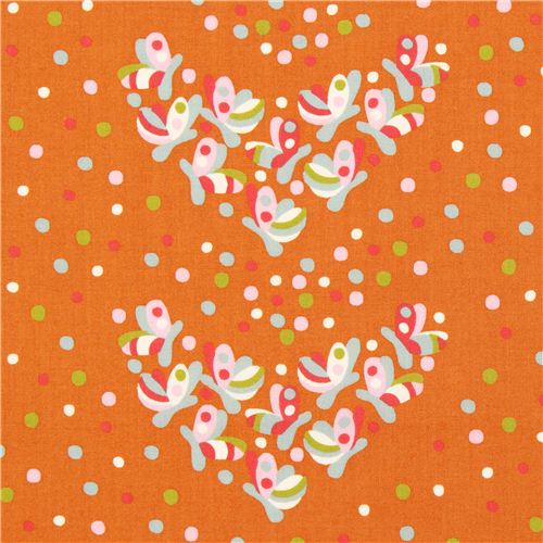 orange butterfly dot birch organic fabric from the USA 1