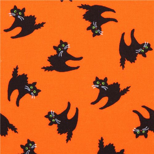 orange cute cat fabric Timeless Treasures Halloween 1