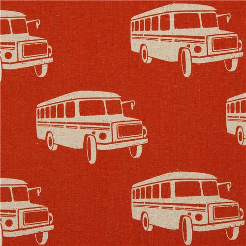 orange echino retro bus laminate fabric bonnet bus Fabric