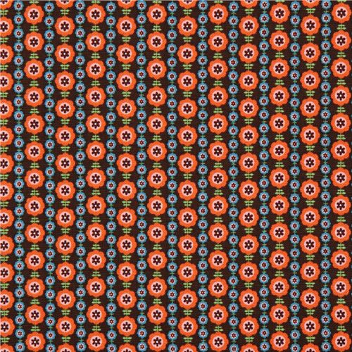 orange florets Kokka oxford cloth fabric from Japan 2