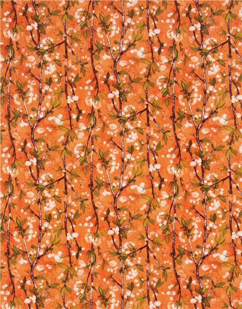 orange flower cherry blossom fabric 'Cherry Bloom' Apricot Michael Miller USA 4