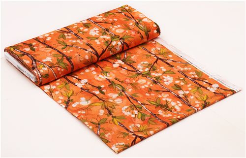 orange flower cherry blossom fabric 'Cherry Bloom' Apricot Michael Miller USA 5