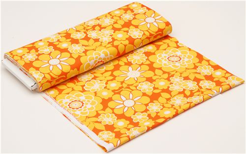 orangener Blumen Stoff mit gelben Bl�ten Timeless Treasures 3