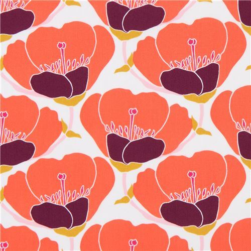 Art Gallery Fabrics orange flower offcream fabric Fabric by Japanese