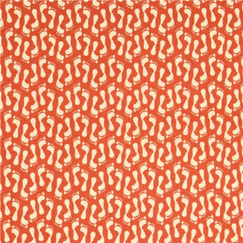 orange footprint pattern fabric by Andover USA 3