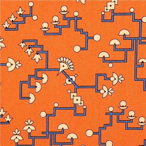 orange labyrinth Egypt ornament fabric Andover USA 3