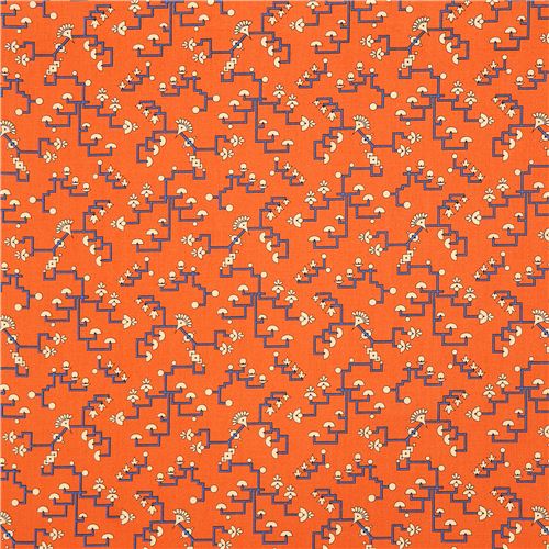orange labyrinth Egypt ornament fabric Andover USA 4