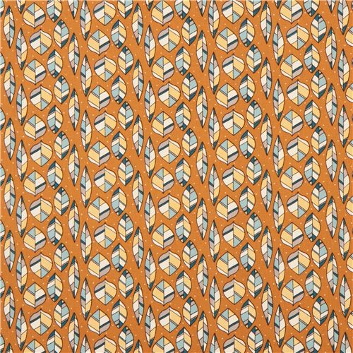 orange leaf pattern & dots organic fabric birch 'leaves' 4