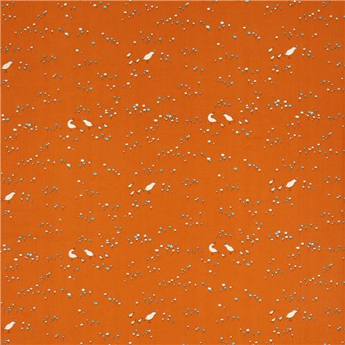 orange quail bird organic fabric by birch from the USA 2