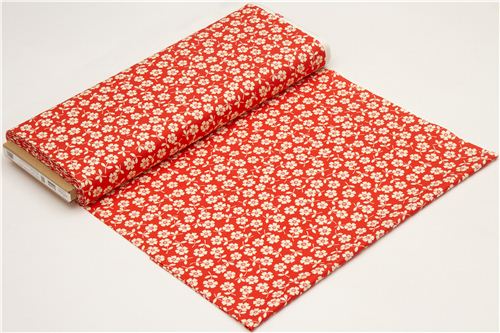 orangeroter Blumen Stoff aus den USA von Riley Blake 3