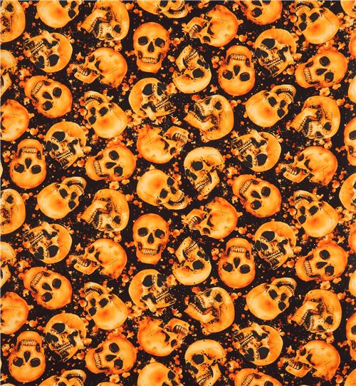 orange skull fabric by Timeless Treasures - modeS4u