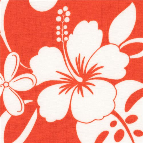 orange tropical flower Robert Kaufman fabric - modeS4u