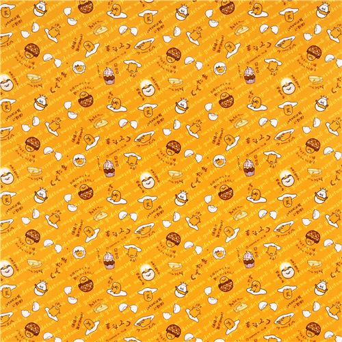 orange-yellow Gudetama funny yolk cracked egg text oxford fabric 3